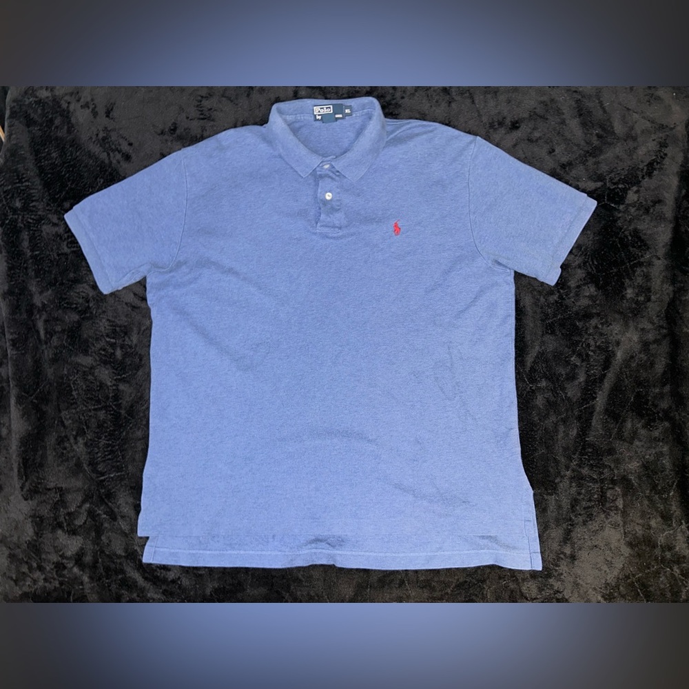 Polo Ralph Lauren Mens Polo Blue Shirt Size XL Red Pony Short Sleeve 100% Cotton